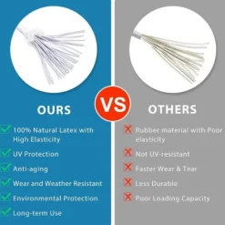 15 cm 50 stycken vita presenningsbollssnören, kraftiga markissnören för camping, skydd, last, UV-resistenta