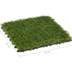 22 -delade konstgräsplattor för underhållsfri gräsmatta | Färg: Grön | Storlek: 30x30 cm