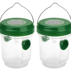 2 delar sol getingfälla med LED-ljus, insektsfällor, anti-insektsfångare honungsfälla för bin, bålgetingar, myggor