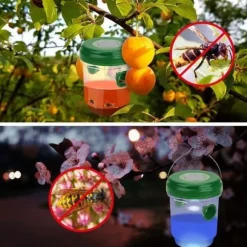 2 delar soldriven getingfälla med LED-ljus, insektsfällor, insektsfångare honungsfälla Bin Mjuka bålgetingar[255]