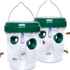 2 getingfällor utomhus, soldriven getingdödare med UV-LED-ljus Återanvändbar insektsfångare[347]