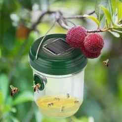 2 getingfällor utomhus, soldriven getingdödare med UV-LED-ljus Återanvändbar insektsfångare[347]