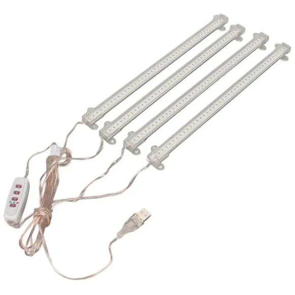 4 Heads USB-kontakt Dimbar Full Spectrum LED Grow Light med timerfunktion för inomhussuckulenter - 4000K 168 LEDs