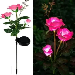 3 huvuden led solar ros lampa utomhusbelysning trädgård gräsmatta landskap dekoration ros lampa