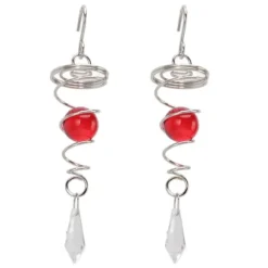 2 st. Gazing Ball Spiral Stjärtvindspinner Stabilisator Rostfritt Stål Spiral Vindspel För Utomhus Röd