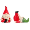 2 st gnomstatyer, roliga, stygga trädgårdstomtar, dekoration av mini-jultomtar