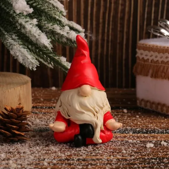 2 st gnomstatyer, roliga, stygga trädgårdstomtar, dekoration av mini-jultomtar