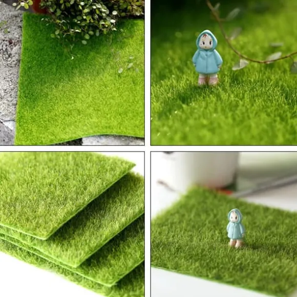4 ST Konstgräs för trädgårdsminiatyrprydnad Trädgård DIY Gräs