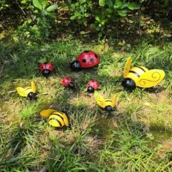 4 st metallbi väggkonstskulpturer järnbi hängande väggdekor för inomhus utomhus hem trädgård gård gräsmatta dekorationer