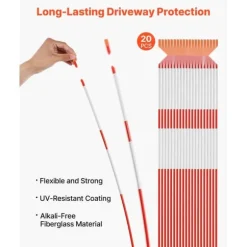 20 st Reflekterande Uppfartsmarkörer, 1/4 Diameter, 48 Tum Snöpinnar, med Reflexfunktion