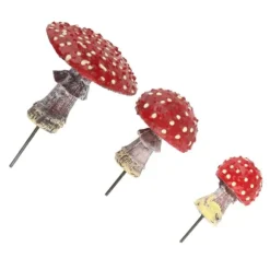 3 st Svamp Trädgårdsdekor Harts Glow in The Dark Svampdekor Lysande svampstatydekor Mikrolandskap