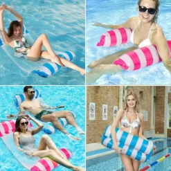 2 st uppblåsbara poolmadrass, uppblåsbar pool för vuxna och barn med bra viktlager, bekväma poolmadrassar som är lätta att bära