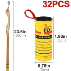 32 stycken flugfångarpapper, flugpappersrullar, klibbigt flugpapper, flugpappersremsor, myggfångare [~190]