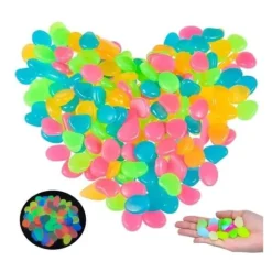 100 stycken självlysande stenar - självlysande stenar - fluorescerande stenar - dekorationsstenar - vit