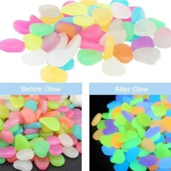 100 stycken självlysande sten Flerfärgad självlysande småsten Pebbles konstgjorda självlysande dekorativa stenar Fluorescerande dekor 61