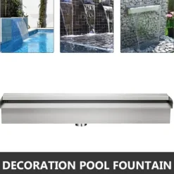 59,1 tums poolvattenfall i rostfritt stål med kopplingar, trädgårdsfontän, konstant vattenflöde, enkel DIY-installation