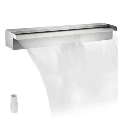 11,8 tums poolvattenfall i rostfritt stål med koppling, trädgårdsfontän, konstant vattenflöde, enkel DIY-installation