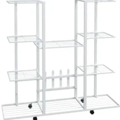343122 vidaXL Planteringskärl med hjul 94,5x24,5x91,5 cm Järnvit