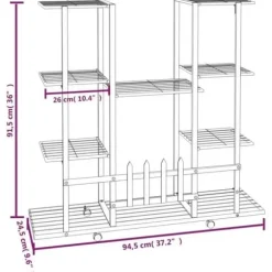 343122 vidaXL Planteringskärl med hjul 94,5x24,5x91,5 cm Järnvit