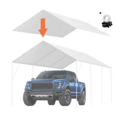 10 x 20 ft Carport Ersättningsskydd, Garage Tält, Vattentät & UV-skyddad, Enkel installation med 40 Bungee (endast Topp)