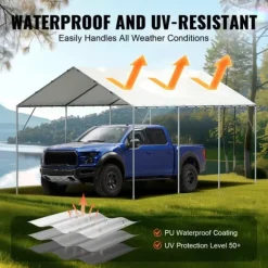 10 x 20 ft Carport Ersättningsskydd, Garage Tält, Vattentät & UV-skyddad, Enkel installation med 40 Bungee (endast Topp)