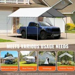 10 x 20 ft Carport Ersättningsskydd, Garage Tält, Vattentät & UV-skyddad, Enkel installation med 40 Bungee (endast Topp)