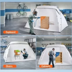 228 x 158 x 158 cm bärbar målarbås med ventil, hopfällbart spraytält, gott om arbetsyta, robust struktur, snabb att montera