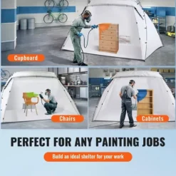 228 x 158 x 158 cm bärbar målarbås med ventil, hopfällbart spraytält, gott om arbetsyta, robust struktur, snabb att montera