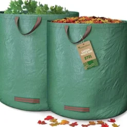 ® 2X Trädgårdsavfallspåsar med handtag - 272L hög kapacitet och dubbelbotten - UV-stabil och Hyofuge - Trädgårdspåse R[44]