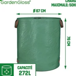 ® 2X Trädgårdsavfallspåsar med handtag - 272L hög kapacitet och dubbelbotten - UV-stabil och Hyofuge - Trädgårdspåse R[44]