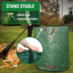 ® 2X Trädgårdsavfallspåsar med handtag - 272L hög kapacitet och dubbelbotten - UV-stabil och Hyofuge - Trädgårdspåse R[44]