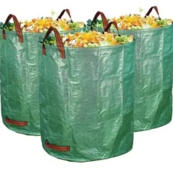 3 x Trädgårdssäck 272L Trädgårdsavfall och löv 76 cm x 67 cm Dubbel söm med förstärkningsringar Tygsäck MKK82