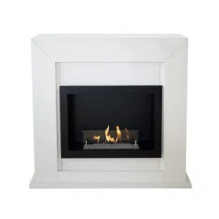 Adra BRI-MDW bio-etanol öppen spis - Vit MDF öppen spis surround - 1,5 KW värme