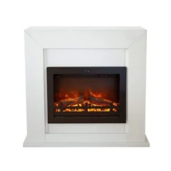 Adra EFL-MDW elektrisk spis - Vit MDF öppen spisram - 1500 Watt värme - fjärrkontroll