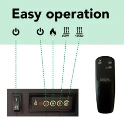 Adra EFL-MDW elektrisk spis - Vit MDF öppen spisram - 1500 Watt värme - fjärrkontroll