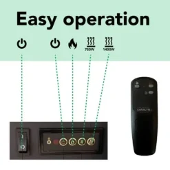Adra ELU-MDW elektrisk spis - Vit MDF öppen spisram - 1400 Watt värme - fjärrkontroll