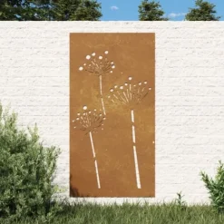 Affischer, tryck & konstverk - Living Väggdekoration 105x55 cm rosttrögt stål blomdesign