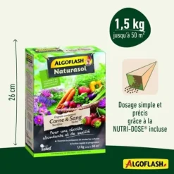 ALGOFLASH NATURASOL - Gödselmedel med rostat horn och torkat blod 1,5 kg
