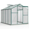 Aluminium växthus med grund 4,75 m² - 190 × 253 cm, inkl. 1 takfönster och skjutdörr, trädgårdsväxthus, tomatväxthus