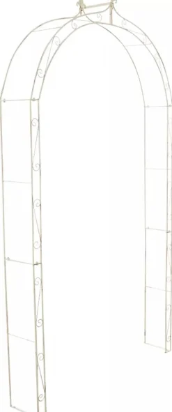 Anna Rose Arch - Rustic Country House Style Garden Arch, Antique Cream Metal, 220cm Passage Height