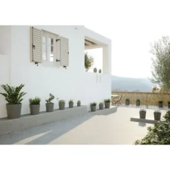 ARTEVASI CAPRI STOR rund blomkruka - Plast - Vattenbehållare - diameter 30 cm - Ljusgrå - L 29,5 XP 29,5 H 28,2 cm