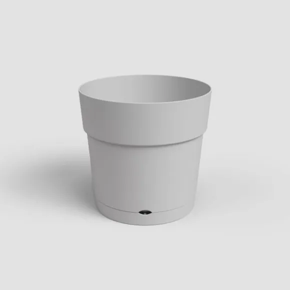 ARTEVASI CAPRI STOR rund blomkruka - Plast - Vattenbehållare - diameter 30 cm - Ljusgrå - L 29,5 XP 29,5 H 28,2 cm