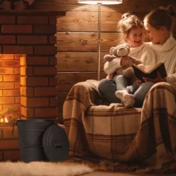 Askbehållare, 34x32,5x28 cm, Svart