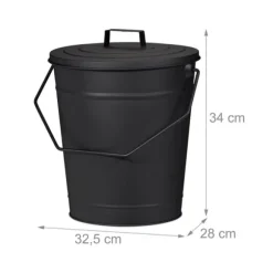 Askbehållare, 34x32,5x28 cm, Svart