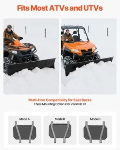 ATV/UTV snöblad - Snöplogssats med universalfäste - Bredd 152 cm - Höjd- och sidjusterbart - Snabbfäste - Stålblad - Tre monteringsalternativ