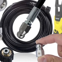 Avloppsrensarslang 20m M22 för Hogtryckstvätt – Utbytbar Munstycke | Max 200 Bar | Kompatibel med Karcher K4, K5, K7