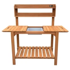 AXI Planteringsbord med skjutbar bänkskiva, Brun | Trädgårdsarbetsbord FSC 100% hemlock trä - Praktiskt planteringsbord med förvaring för