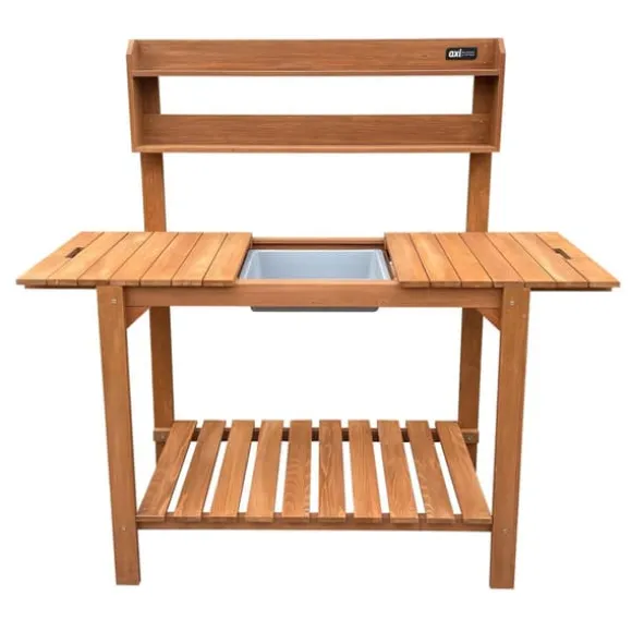 AXI Planteringsbord med skjutbar bänkskiva, Brun | Trädgårdsarbetsbord FSC 100% hemlock trä - Praktiskt planteringsbord med förvaring för