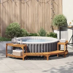 Badsurrund halvrund Brun 272 x 120 x 55,5 cm Massivt Akaciaträ