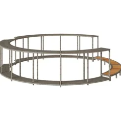 Badtunna infattning med förvaring och trappsteg i trä | Färg: Grå | Storlek: Standard